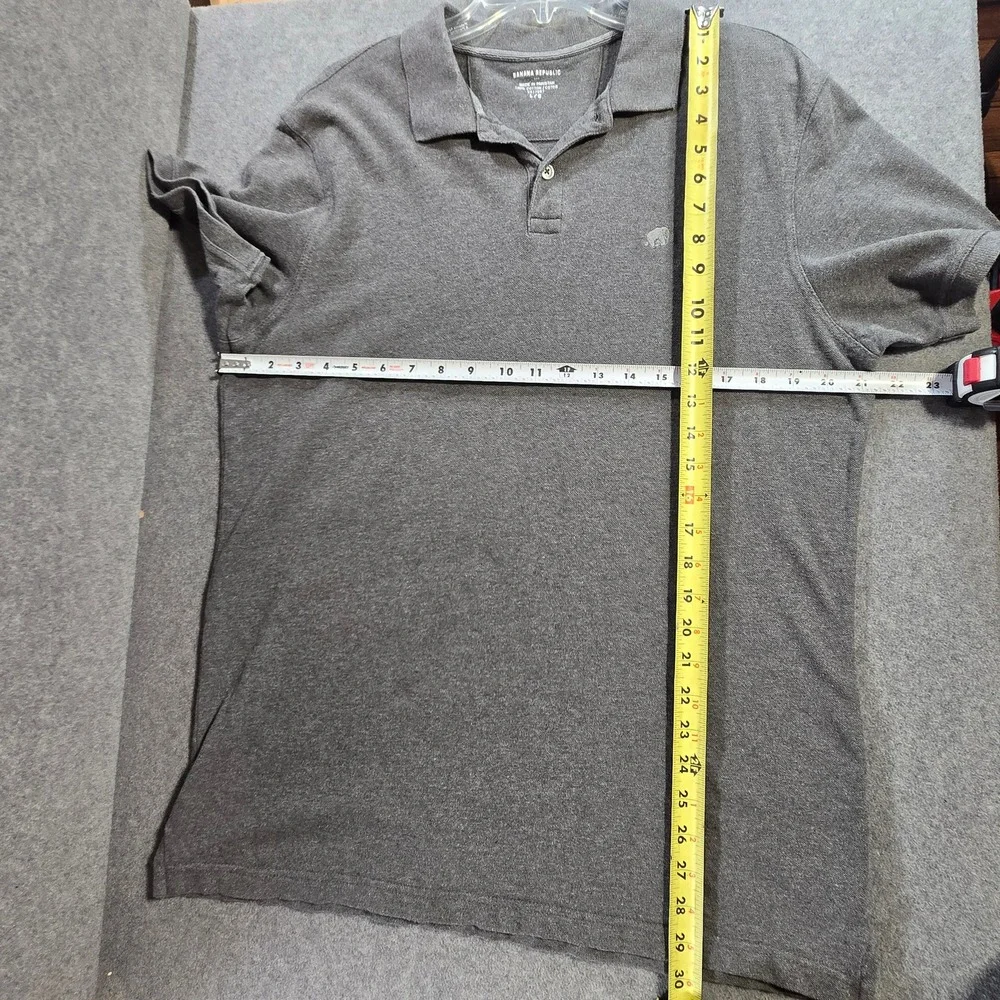 Banana Republic Mens‎ Elephant Piqué Polo Shirt Charcoal Heather Grey Lrg Preppy
